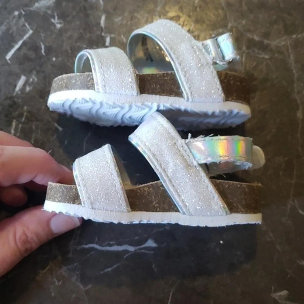 Baby Girl‎ Silver Glitter Sandals Sz 0-3 Months